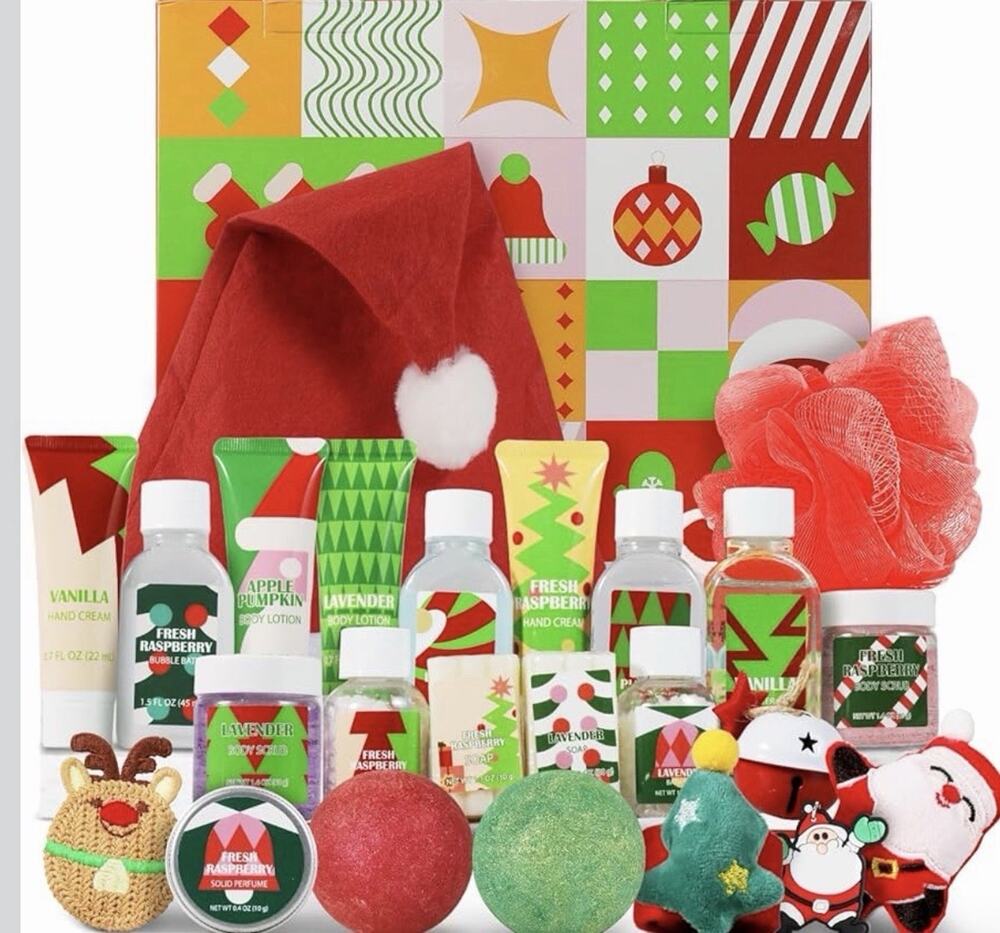 Beauty Advent Calendar Christmas Women’s Hand Cream, Bubble Bath, Bath Bombs New
